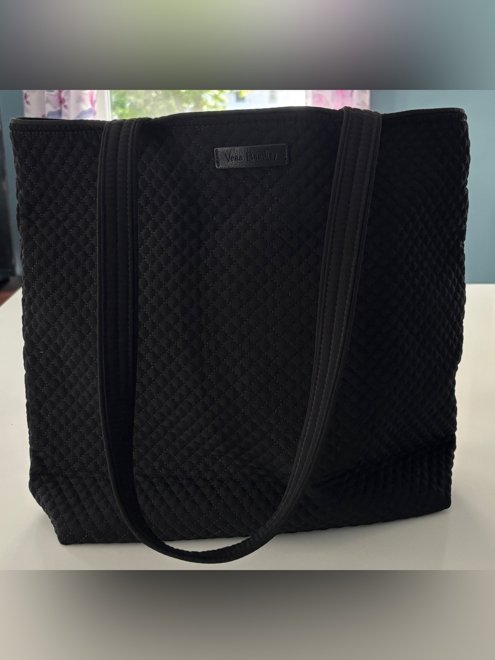 Vera Bradley Small Vera Tote in Black Microfiber